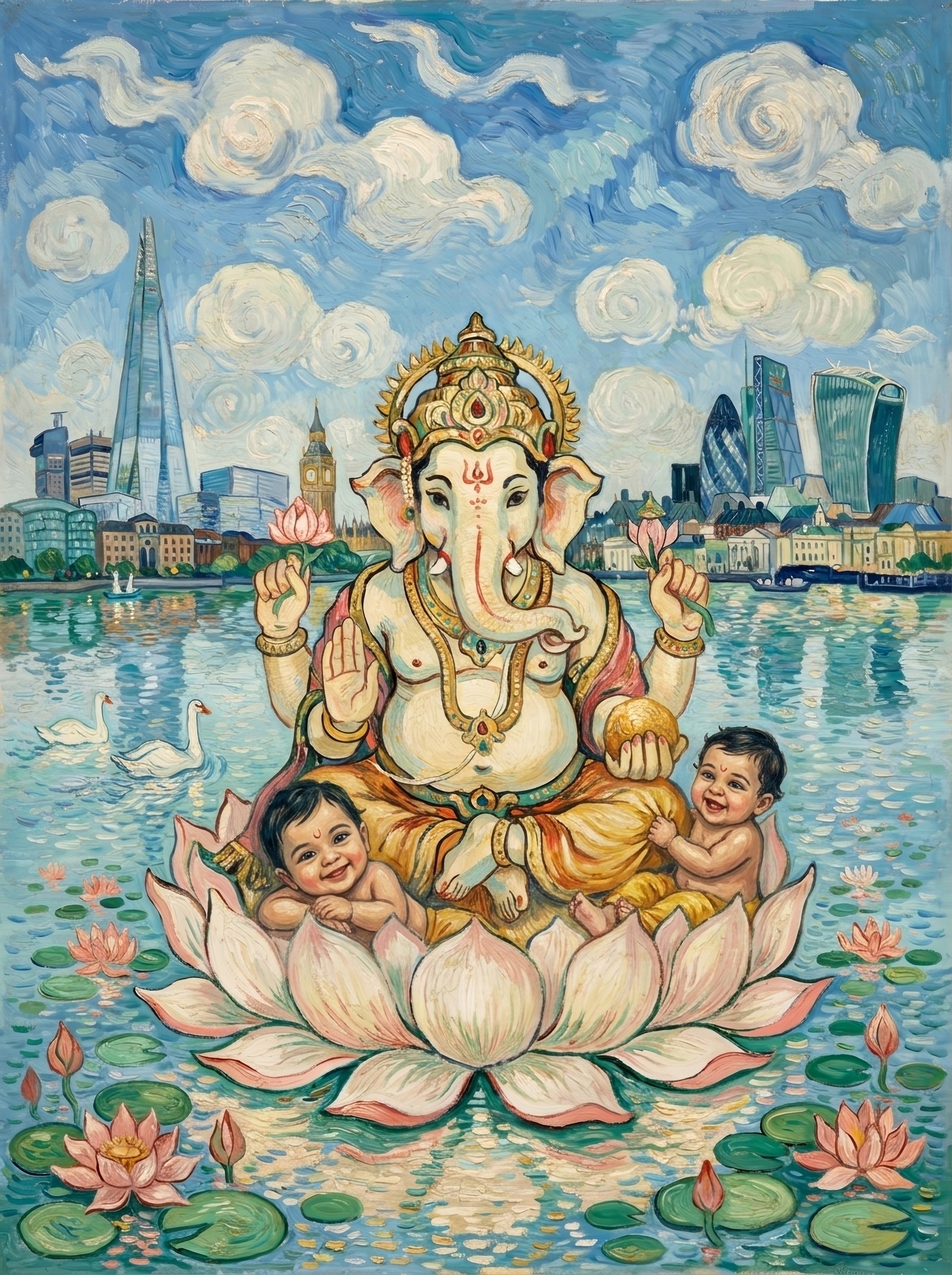 Ganesha artwork by the water